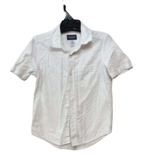 THE Children Place Boy Short Sleeve Button Down Medium 7-8 White - Picture 1 of 3